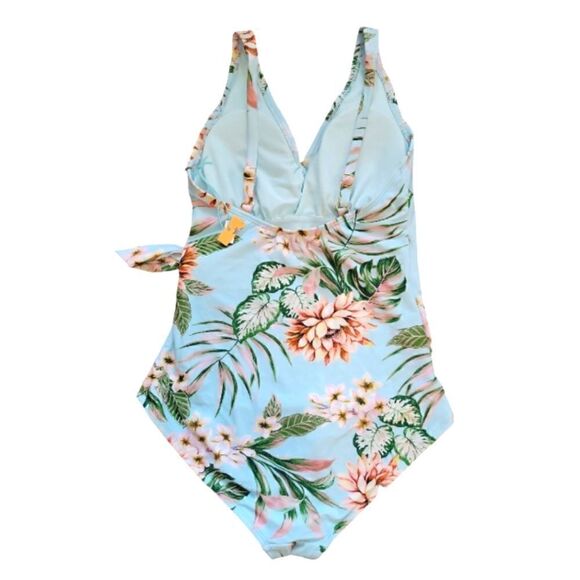 NWT KONA SOL ONE PIECE FLORAL WRAP SWIMSUIT W/PADDED CUPS SZ.S - Picture 3 of 7
